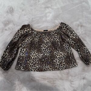 Chic Leopard Sequin Blouse